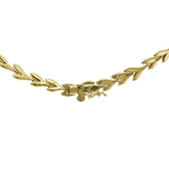Auth H STERN 18K Yellow Gold With Rose Cut Diamonds Leaf Necklace Size 16" - Picture 5 of 5